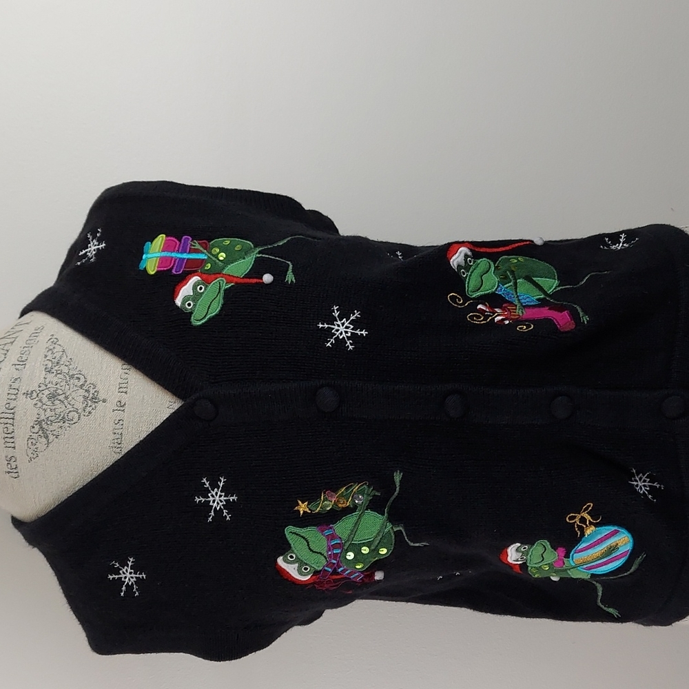 bechamel petites Christmas Frog Sweater Vest - PM